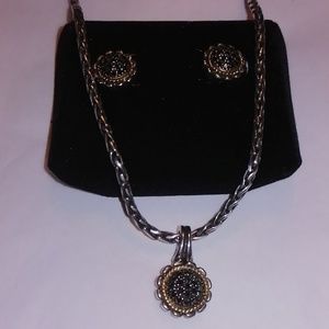 Effy collection black diamond earrings and necklac